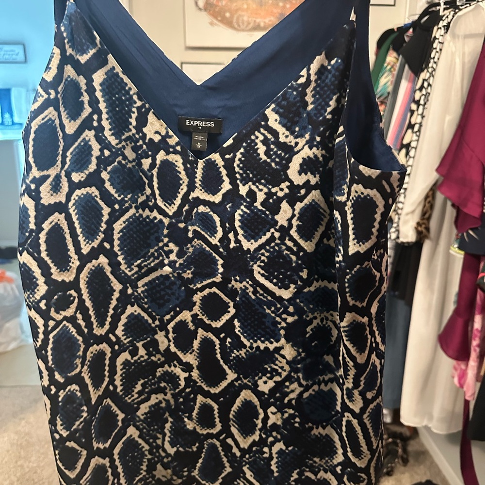 Express Women's Navy and Cream Camisole